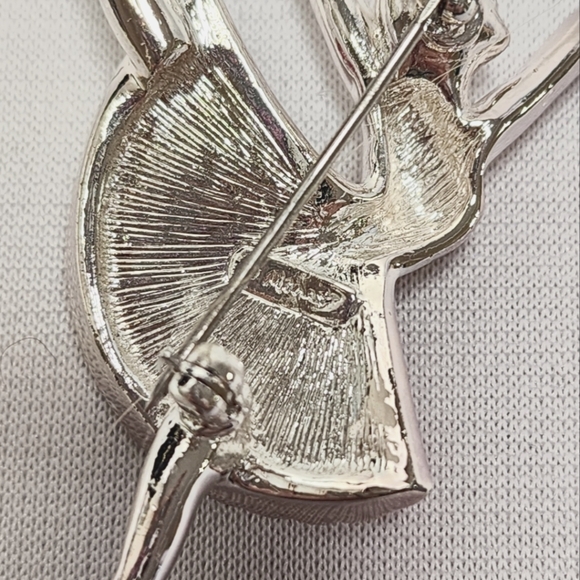 Monet Ballerina Silver with Pink and White Crystal Brooch - Picture 6 of 12